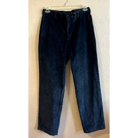 Brooks Brothers 346 Corduroy Pants Navy Blue 32 x 31 Cotton Straight Leg Preppy - Picture 1 of 12